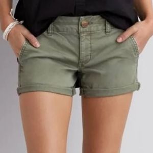 Army green twill shorts